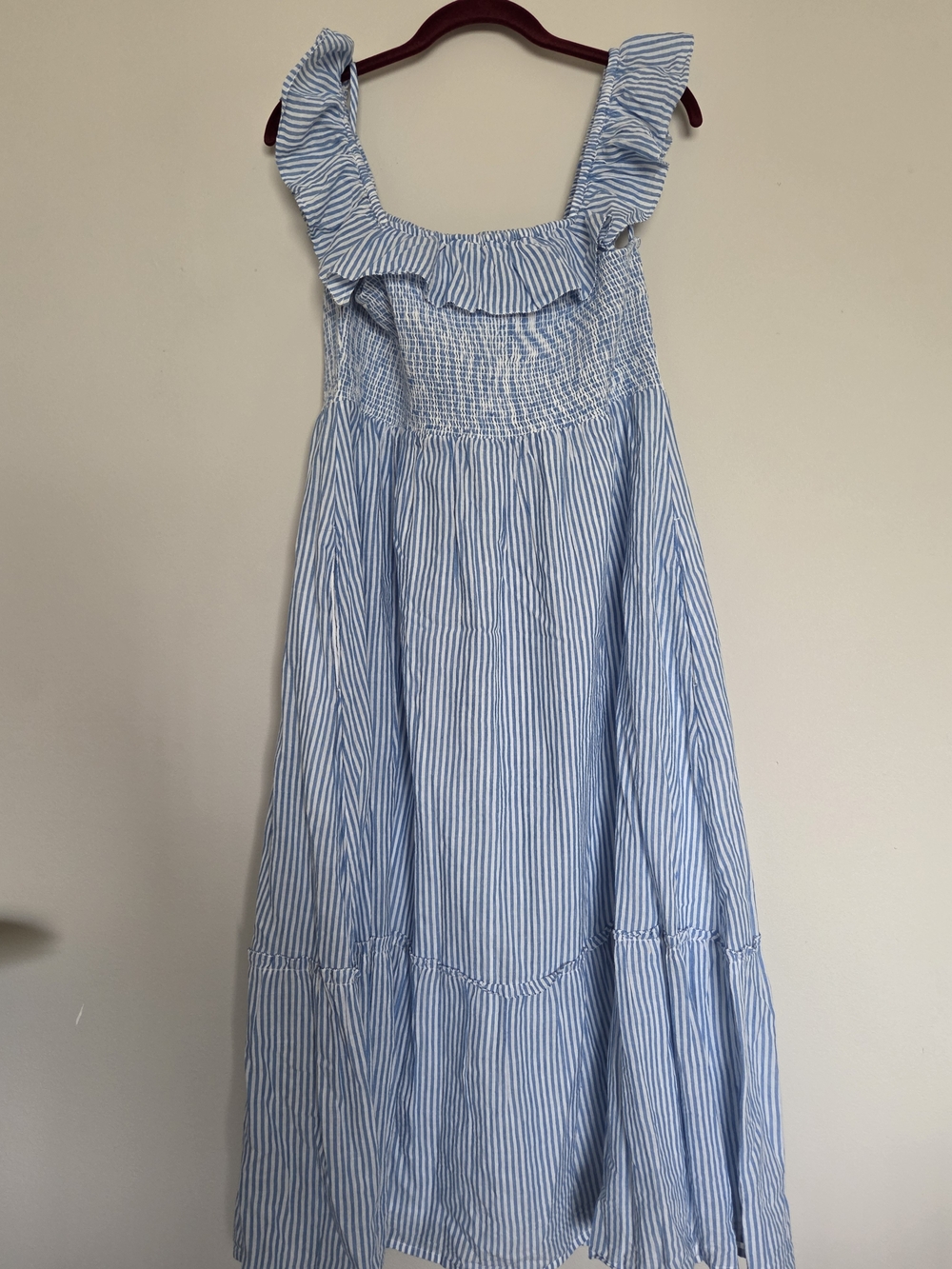Vineyard Vines Blue & White Striped Ruffle-Smock Sundress